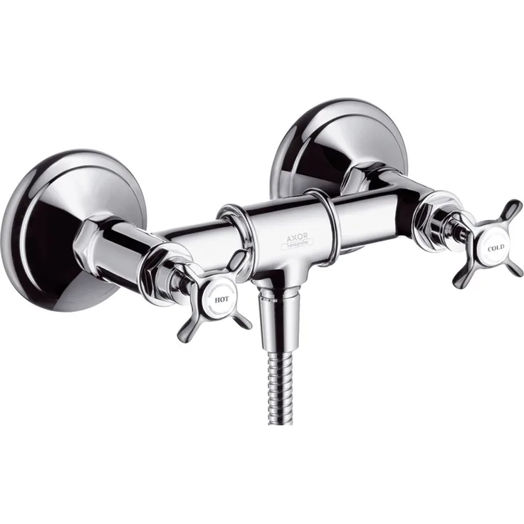 hansgrohe Axor Montreux 2-Griff Brausearmatur mit Kreuzgriff, chrom, Betriebsdruck 1-10 bar, Geräuschgruppe II