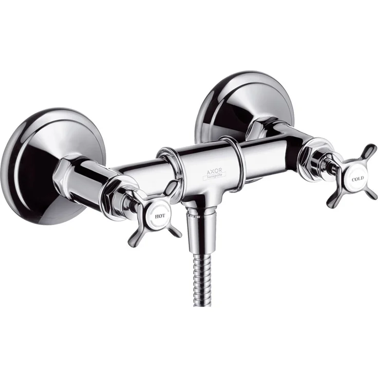 hansgrohe Axor Montreux 2-Griff Brausearmatur mit Kreuzgriff, chrom, Betriebsdruck 1-10 bar, Geräuschgruppe II