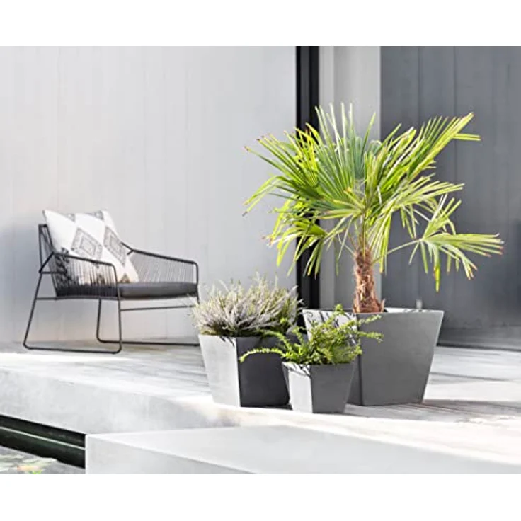 Ashortwalk ECOPOTS Pflanztopf Rotterdam aus recyceltem Kunststoff (Breite 40cm x Länge 40cm x Höhe 35cm) (grau) – Bild 3