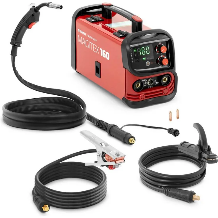 Stamos Welding Group Elektroschweißgerät STAMOS FLUX Schweißgerät 160 A digitales Bedienfeld Schutzgas WIG
