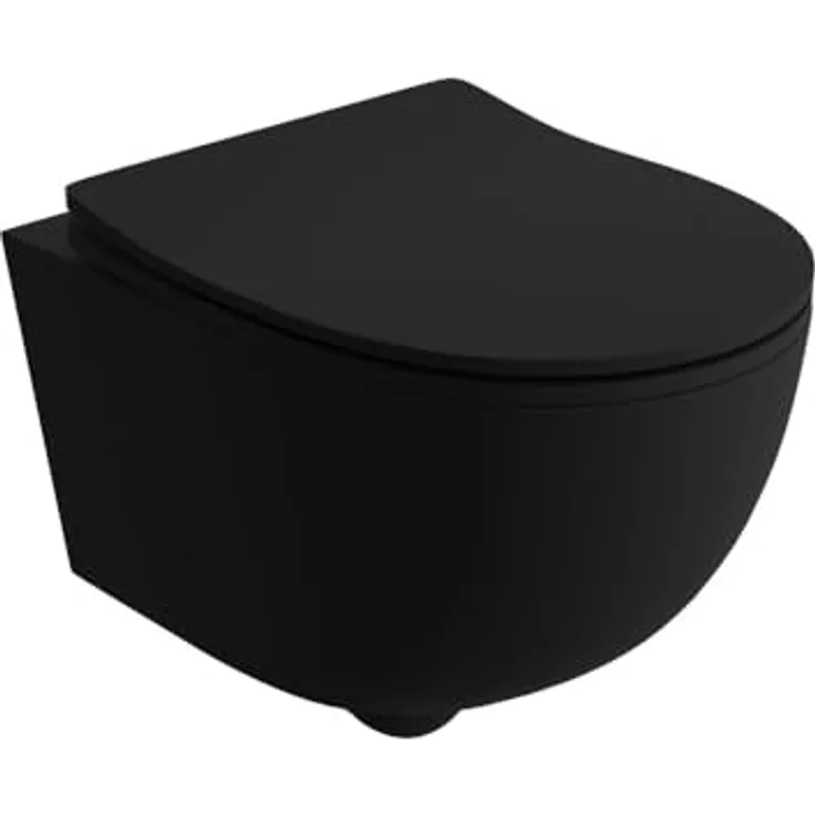 LAVITA Wand-WC Brava Black | Spülrandloses Design | Soft-Close WC-Sitz | Umweltfreundlich | 360x480x375 mm | Schwarz