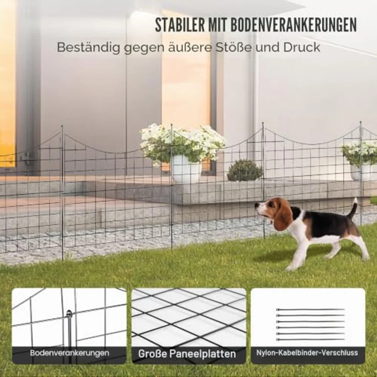 VEVOR 5er-Set Dekorativer Gartenzaun, 75x93cm Metallzaun aus Kohlenstoffstahl, Schwarz, inkl. Befestigungsmaterial, langlebig und einfach zu installieren – Bild 3