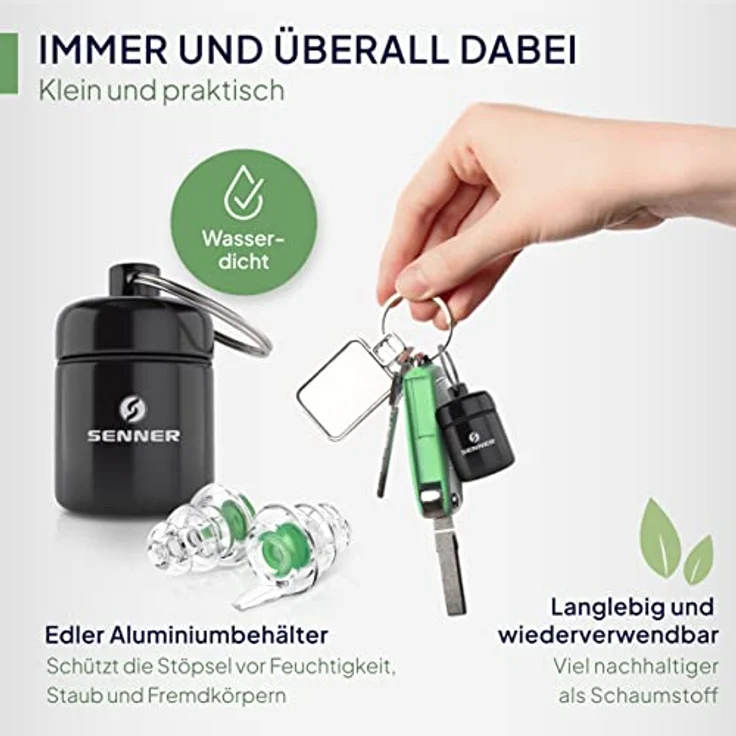 Senner Gehörschutzstöpsel MusicPro Hi-Fi Ohrstöpsel für Musiker, SNR 20 dB, transparent, ideal für Konzerte und Festivals, hypoallergen, mit Aluminium Behälter – Bild 7