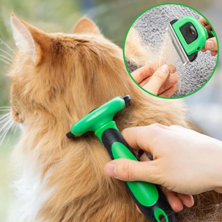 Fino Pet Katzenbürste Größe S speziell für kleine und mittlere Katzen bis 4 KG, für Kurzhaar und Langhaar Katzen, Fellpflege, Pflegewerkzeug als Zubehör, Unterfellbürste Katze, Flohkamm – Bild 3