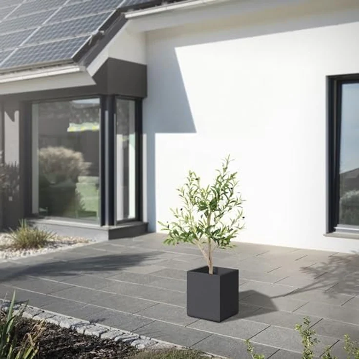 ML-DESIGN Kunstbaum Olive, 120 cm hoch, künstliche Pflanze mit echtem Holzstamm und Stoffblättern für Innen & Außen, dekorativ für Wohnräume und Garten – Bild 9