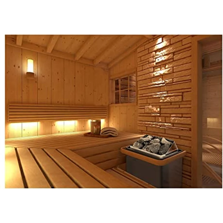 Uniprodo UNI_SAUNA_G6.0KW, elektrischer Saunaofen 6 kW für Trockensauna, Heizleistung bis 110 °C, grau/silberfarben – Bild 4