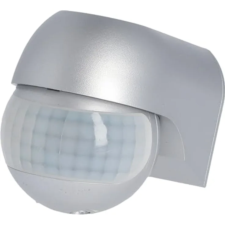 UNITEC Infrarot-Bewegungsmelder mit 180° Sensor für Innen und Außen, IP44, mit neigbarem Kopf, 12m Reichweite, Aufputz, 5 verschiedene Modi, silber, 2000 W