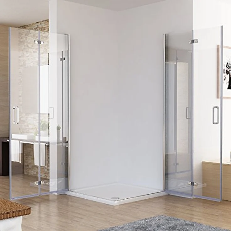 Duschkabine 80x75 Eckig Dusche Falttür 180º Duschwand Duschabtrennung NANO Glas 185cm DA – Bild 5