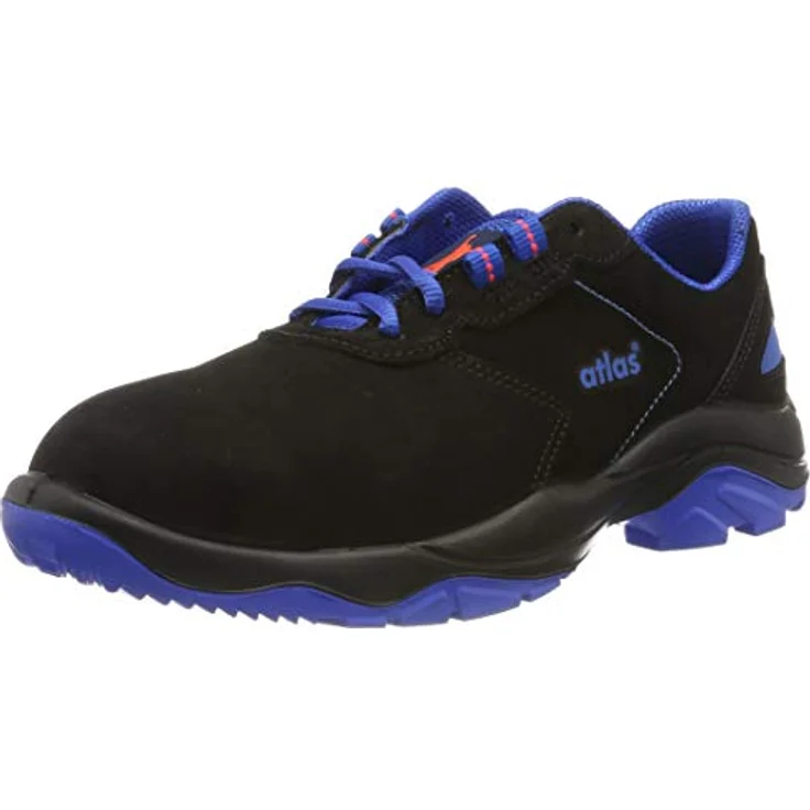 Atlas TX 42, ESD-Sicherheits-Halbschuh S2, Weite 10, Gr. 44, Soft-Nubukleder schwarz/blau, 3D-Dämpfungssystem – Bild 1