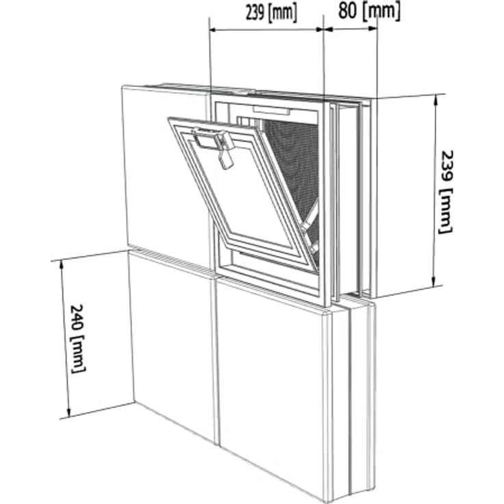 Fuchs Design Lüftungsfenster (239x239x80 mm) Weiß anstatt 1 Glasbaustein im Format 24x24x8 cm – mit Fliegengitter – Bild 4