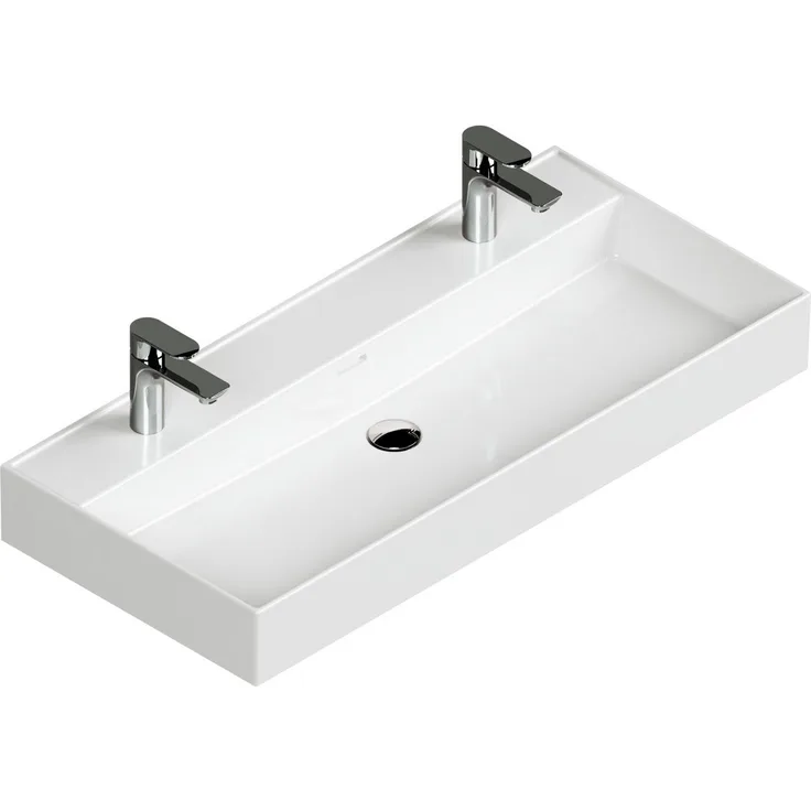 Aqua Bagno Loft Air 100 Doppelwaschbecken 100cm weiß eckig Wandmontage Aufsatzwaschtisch