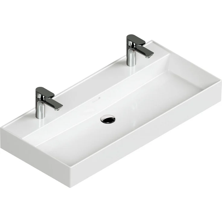 Aqua Bagno Loft Air 100 Doppelwaschbecken 100cm weiß eckig Wandmontage Aufsatzwaschtisch