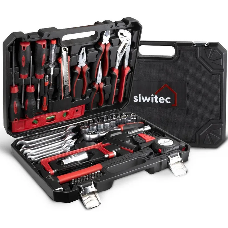 siwitec Werkzeugkoffer 95-teilig, Werkzeug CRV, BMC-Kunststoff, ergonomisches Design, Grundausstattung