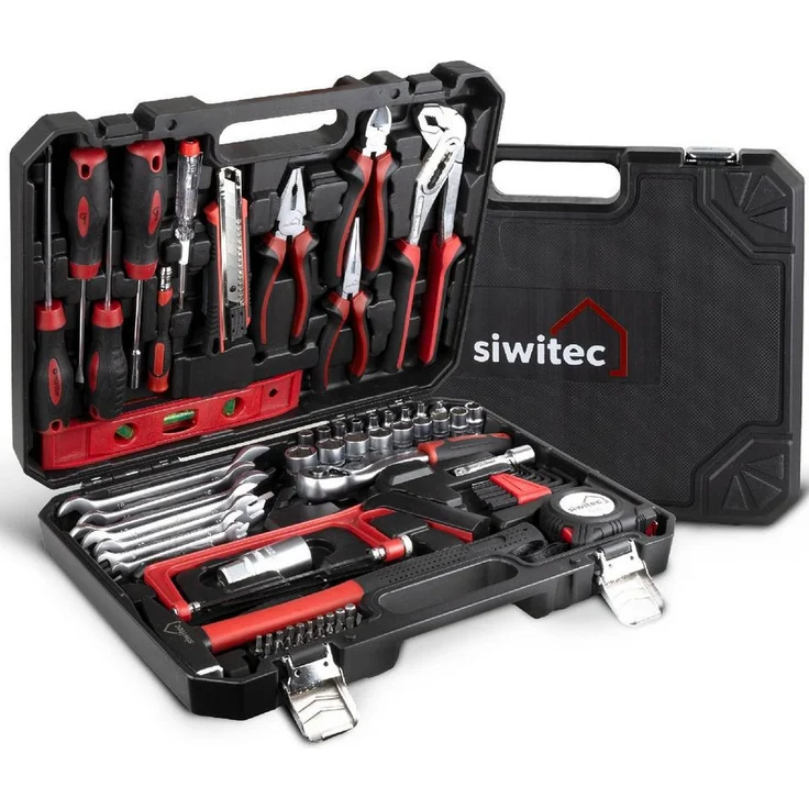 siwitec Werkzeugkoffer 95-teilig, Werkzeug CRV, BMC-Kunststoff, ergonomisches Design, Grundausstattung – Bild 1