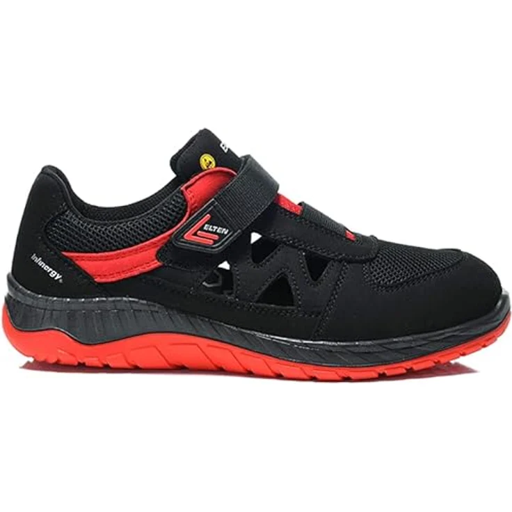 ELTEN Sicherheitsschuhe LONNY red Easy ESD S1P, Damen und Herren, Textil, Stahlkappe, leicht, sportlich, Schwarz/Rot, Größe: 35 – Bild 2