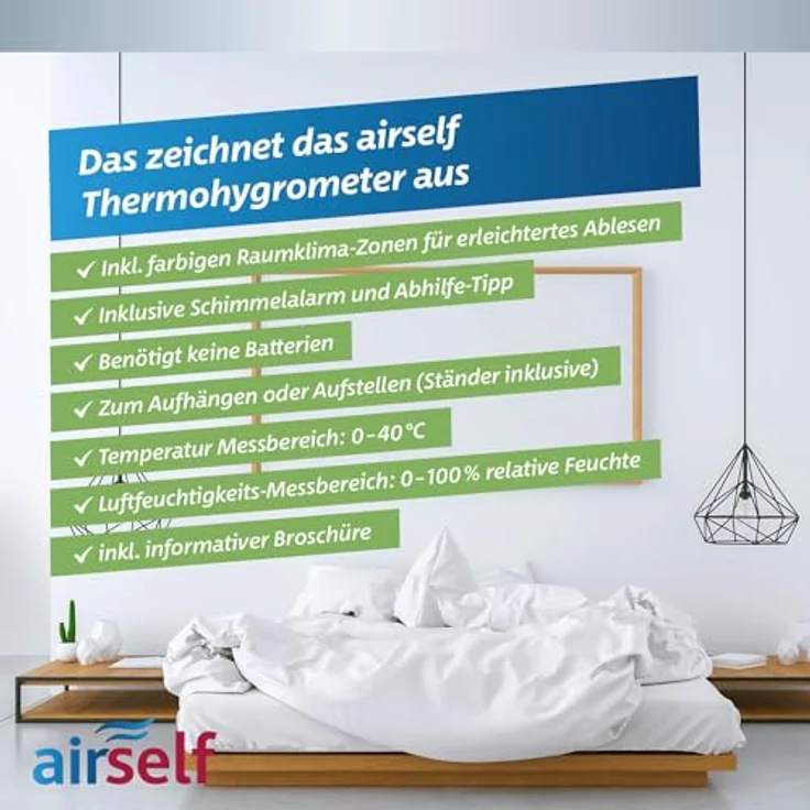 Airself Thermohygrometer - analog für innen und außen Raumthermometer und Feuchtigkeitsmesser in 1 – Bild 4