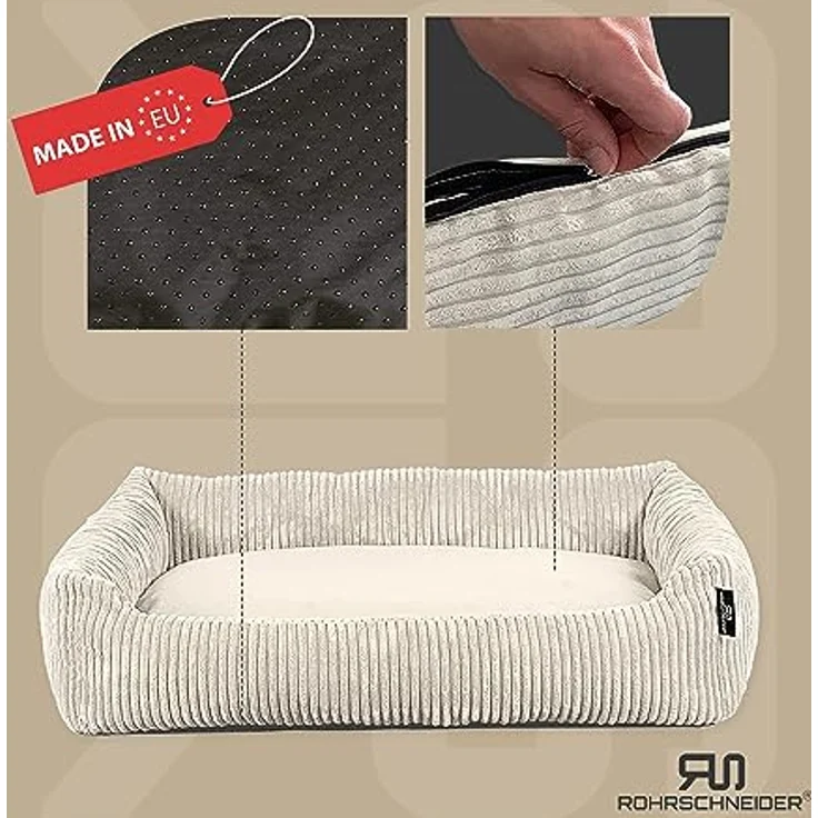 Rohrschneider Katzenbett Cordstoff mit Spielkugelset (Beige, breiter Cordstoff) – Bild 2