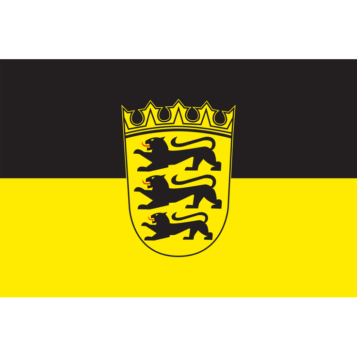 Flagge Baden-Württemberg mit Wappen 110 g/m² Querformat ca. 20 x 30 cm