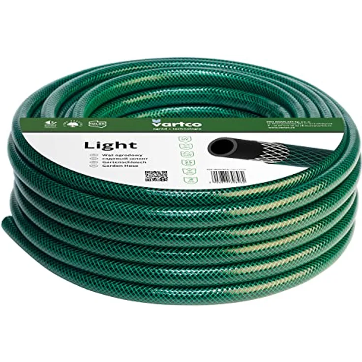 Vartco Light 3-lagiger Gartenschlauch, flexibler, UV-beständiger Schlauch mit 25 Bar Druck, 3/4" Durchmesser, 10m Länge