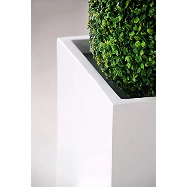 VIVANNO Pflanzkübel Pflanzgefäß Blumenkübel Fiberglas weiß matt Block - 40x40x40 cm – Bild 3