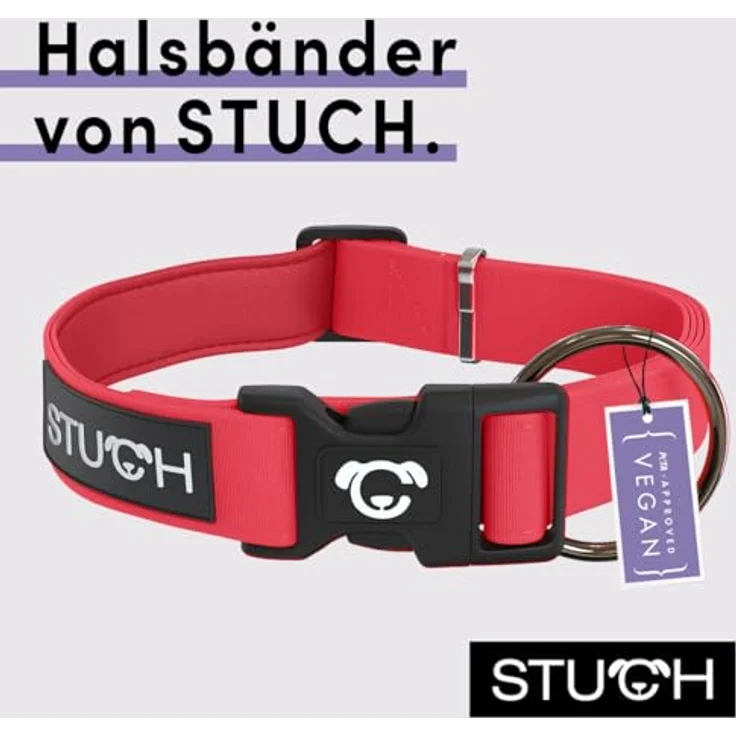 STUCH Hundehalsband - verstellbares und gepolstertes Nylon Hunde Halsband - Für kleine, mittlere und große Hunde, Farbe:Rot, Größe:S (1,5cm x 28-45cm) – Bild 2