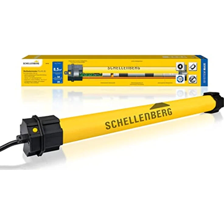 Schellenberg 20720 Maxi Plus Rolladenmotor, 20 Nm, elektronische Endlageneinstellung, für 60 mm Welle, Komplettset inkl. Wandlager für Flächen bis 8,5 m² – Bild 1