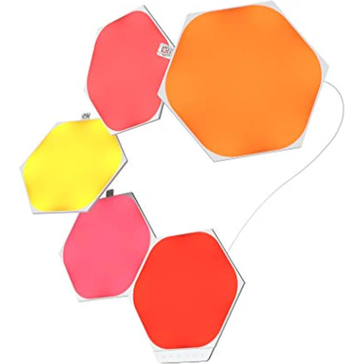 Nanoleaf Shapes Hexagon Starter Kit, 5 Smarten LED Panels RGBW - Modulare WLAN 16 Mio. Farben Wandleuchte Innen, Musik & Bildschirm Sync, Funktioniert mit Alexa Google Apple, für Deko & Gaming – Bild 1
