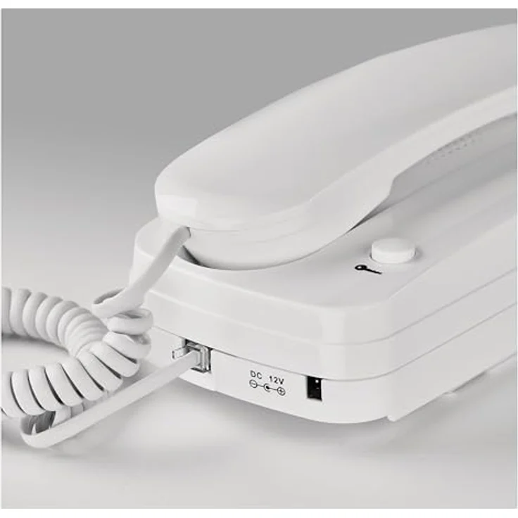 EMOS Audio-Türsprechanlage Set, Aufputzmontage, elegantes Design mit Türöffner, weißer Telefonhörer und graue Metall-Türklingel – Bild 3