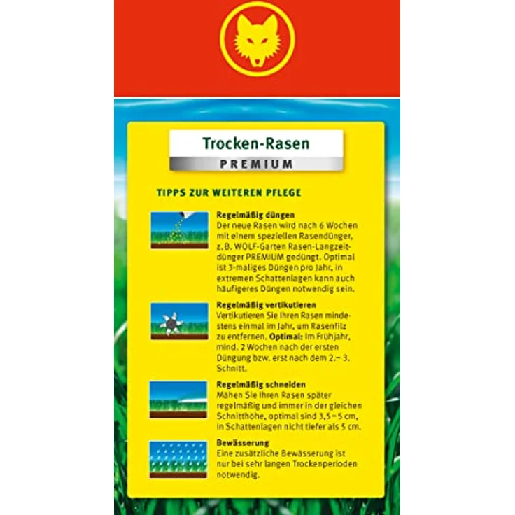 WOLF-Garten Saatgut Trockenrasen Premium - Hitze und Trockenveträglich 1,5 kg für 50 m² – Bild 5