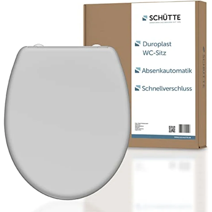 Schütte WC-Sitz Duroplast Grey, doppelte Absenkautomatik und Schnellverschluss, bruchsicher und kratzfest – Bild 1