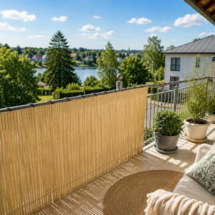 UNUS Bambus-Sichtschutzmatte, flache Gartenzaun Matte, 90-160 cm Höhe, 3 und 6 Meter Länge, robust und wetterfest – Bild 2