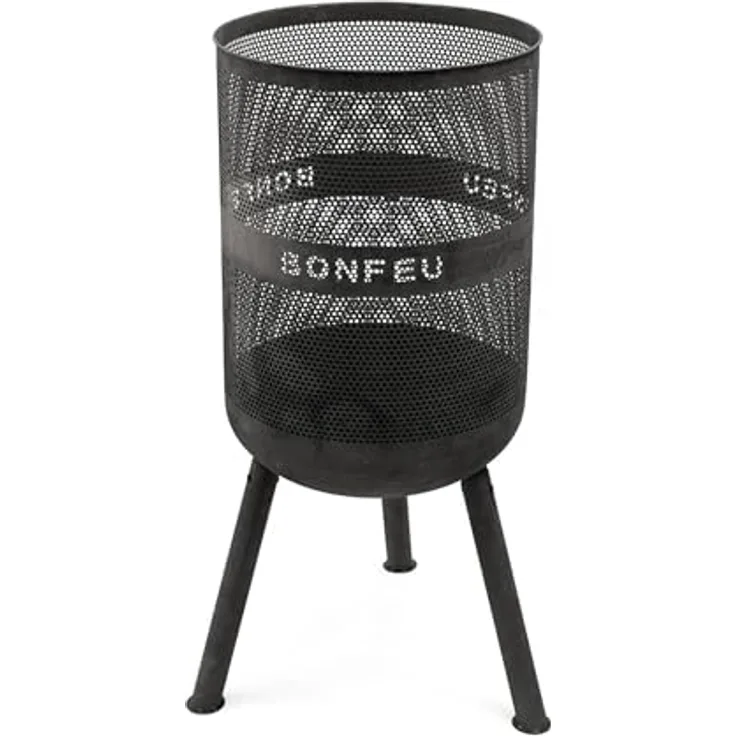 BonFeu Bonves Ø45cm Schwarz, Feuerkorb aus stabilem Stahl mit Grillrost & Schürhaken, hitzebeständig und langlebig, für Garten und Kochen