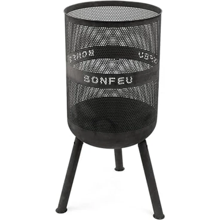 BonFeu Bonves Ø45cm Schwarz, Feuerkorb aus stabilem Stahl mit Grillrost & Schürhaken, hitzebeständig und langlebig, für Garten und Kochen – Bild 1