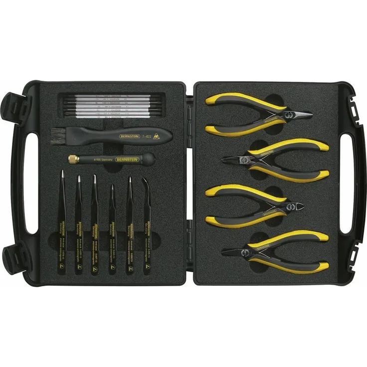 Bernstein ESD-Werkzeugkoffer ELITE, 20-teiliges Werkzeugset für ESD-Bereich, mit leitfähigem Hartschaum
