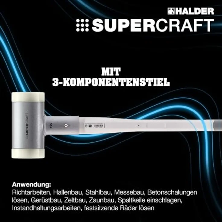 SUPERCRAFT-Schonhämmer, mit bruchsicherem Stahlrohrstiel und ergonomisch geformtem, rutschsicherem Griff | Ø=40 mm | 3377.040 – Bild 3
