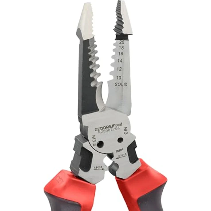 GEDORE red Multi‑Abisolierzange R28002204, Automatische Abisolierzange für 0,2–6,0 mm² mit integriertem Seitenschneider, ergonomische Anti-Rutsch-Griffe – Bild 3