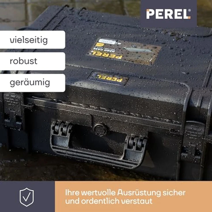 Perel Werkzeugkoffer, Outdoor Koffer 555, wasserdichtes und robustes Gehäuse mit Schaumstoffeinsätzen – Bild 2