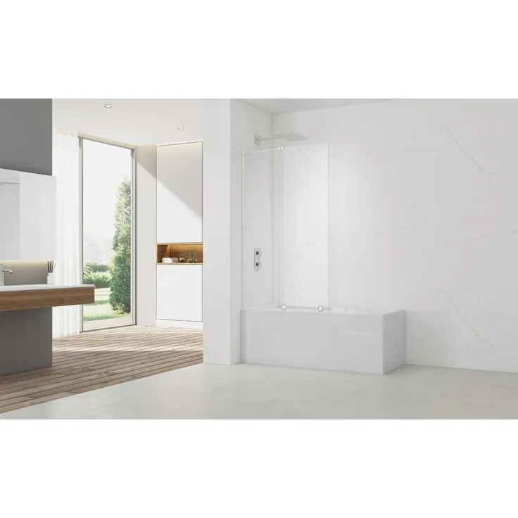 SAT Walk-In Xmotion Badewannenabtrennung, 2-teilig mit Schiebetür, 150x117,5 cm, weiß