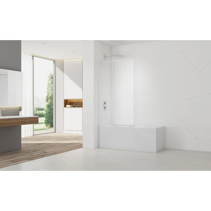SAT Walk-In Xmotion Badewannenabtrennung, 2-teilig mit Schiebetür, 150x117,5 cm, weiß