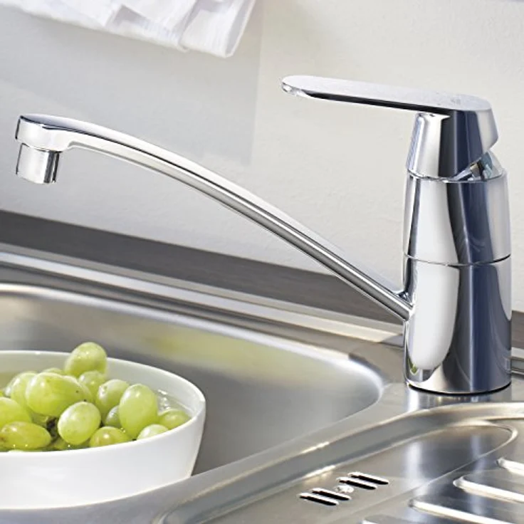 Grohe Eurosmart Cosmopolitan Einhand-Spültischbatterie mit integriertem Absperrventil, flacher Auslauf, Chrom – Bild 4
