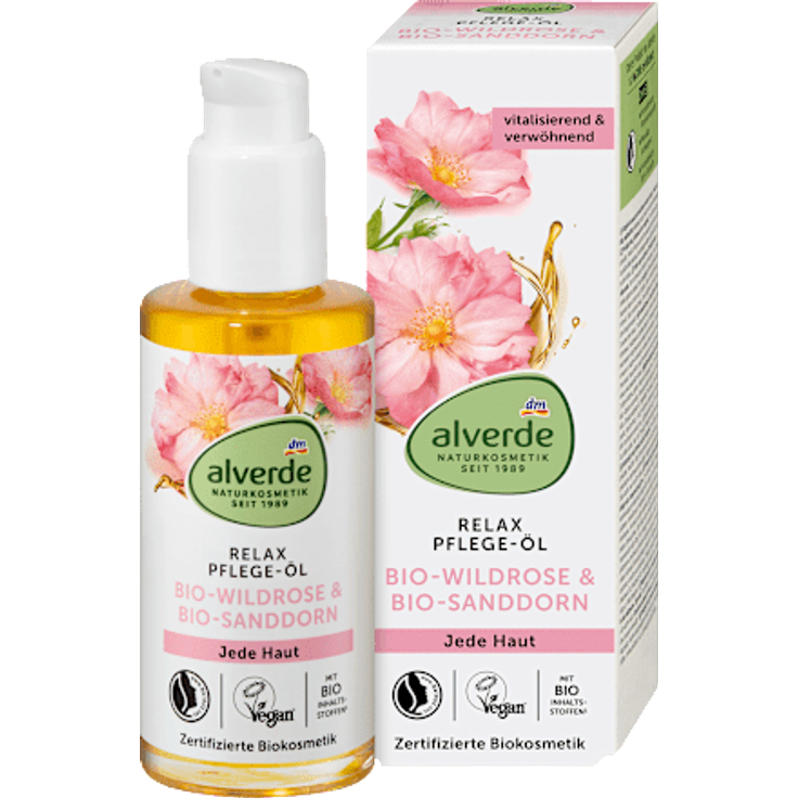 alverde NATURKOSMETIK Pflegeöl Relax Wildrose mit Sanddorn, Mandel & Jojoba, vegan, zertifizierte Naturkosmetik