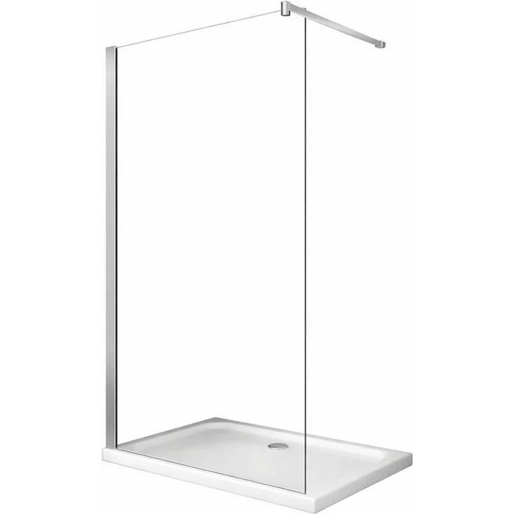 BuyLando.Shop Walk-in-Dusche Glaswerk Westfalen-LiLy, Duschwand Klarglas 90x200cm, ESG Sicherheitsglas, inkl. Wandprofil und Stabilisator