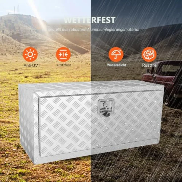 VEVOR Unterboden-Lkw-Box, 914 x 355 x 405 mm Aluminium-Werkzeugkasten mit Schloss, wasserdicht und korrosionsbeständig für Lkw und Anhänger – Bild 5