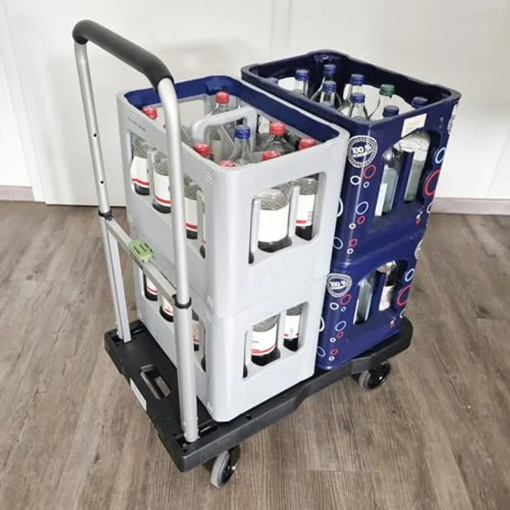 TRUTZHOLM Plattformwagen klappbar, Transportwagen mit 150 kg Tragkraft, höhenverstellbar, schwarz – Bild 2