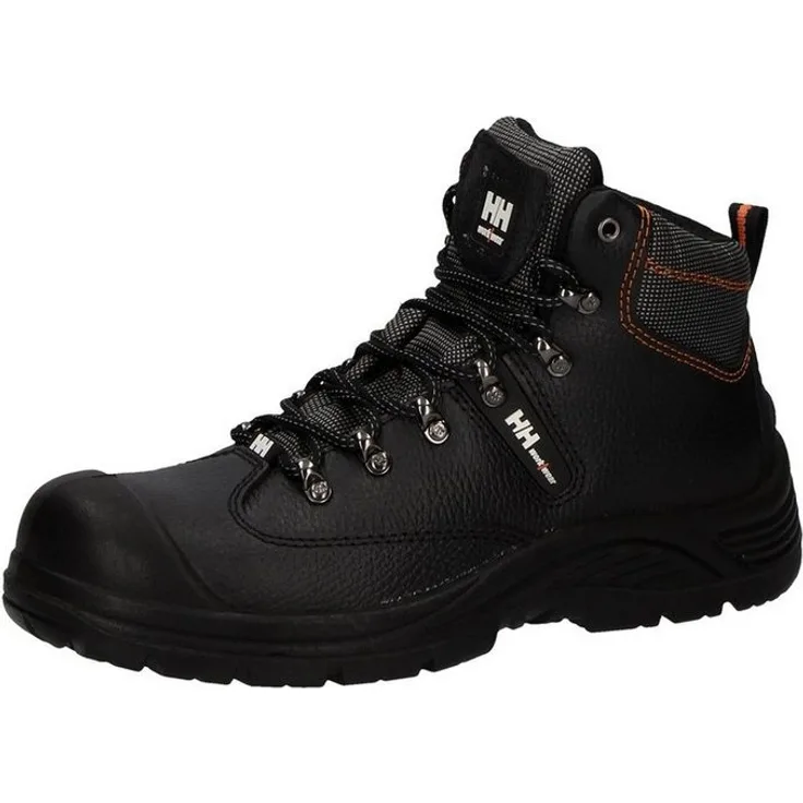 Helly Hansen workwear Aker Mid Sicherheitsschuh, EN ISO 20345 S3 SRC, schwarz, wasserabweisendes Leder, Nano-Kohlenstoff-Zehenschutz, nichtmetallischer Durchtrittschutz
