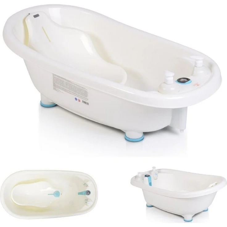 Moni Babybadewanne Set Bubble, Badewanne mit Thermometer, anatomischem Sitz und Duschgel- und Shampoospender