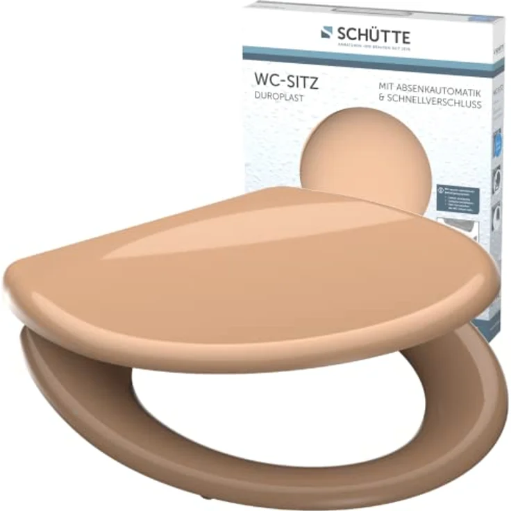 Schütte WC-Sitz Beige Duroplast mit Absenkautomatik, Schnellverschluss und verstellbarer Befestigung – Bild 1
