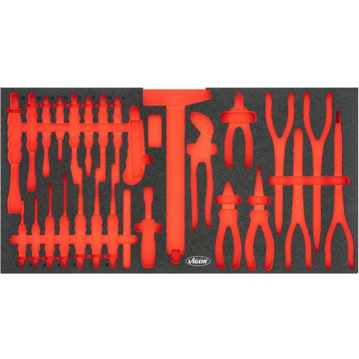 Vigor Weichschaum-Einlage, leer, 2K Weichschäume, XL (750 x 393 x 35 mm), resistent gegen Öle und Fette