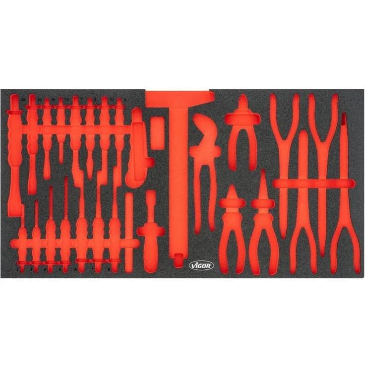 Vigor Weichschaum-Einlage, leer, 2K Weichschäume, XL (750 x 393 x 35 mm), resistent gegen Öle und Fette