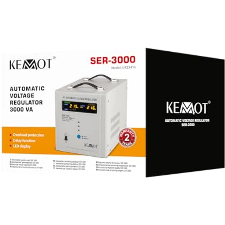 KEMOT SER-3000, Automatischer Spannungsregler 230 V einphasig mit Schutzfunktionen und robustem Design, weiss – Bild 6